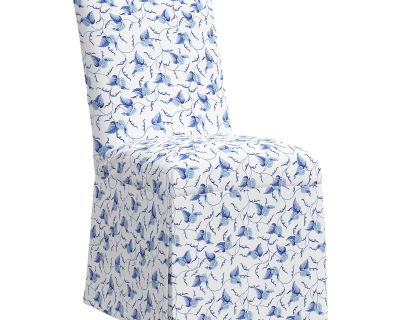 Red from Scalamandre crafted by Cloth & Company Claremont Dining Chair, Baby Blue Ivy Scroll