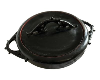 19th Century Black Lacquered Covered Bowl