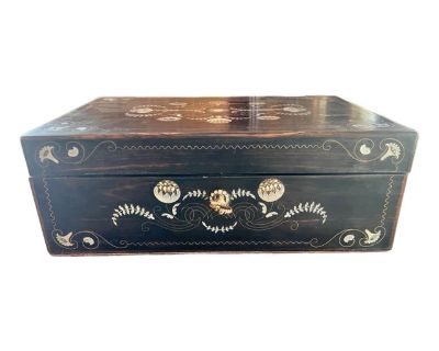 Restored Ebony Mother of Pearl Inlay Writing Box Circa 1900