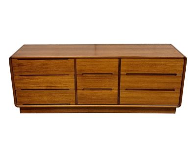 90's Teak 9-Drawer Low Dresser by Sun Cabinet Company