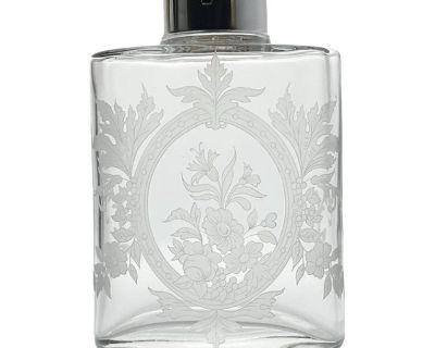 Vintage Large Vanity Perfume Lotion Flask-Shaped Frosted Floral Glass Bottle 5 No chips, cracks, or fleabites. Height 5 3/4 Length 4 Width 2 3/8 Circa 1990-2000s. Dimensions 4 W 2.38 D 5.75 H Styles Contemporary Period 1990s Country of Origin Portugal Item Type Vintage, Antique or Pre-owned Shop Sustainably with Chairish Materials Glass Condition Good Condition, Original Condition Unaltered, So...