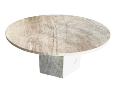 Custom Round Taj Mahal Quartz Marble Dining Table