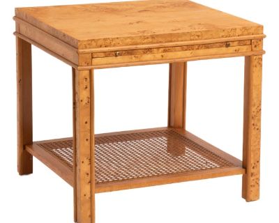 Mid Century Burl Cane Mid Century Side End Table 1970s Baughman Lane