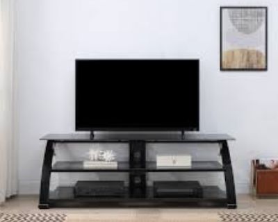 Black TV Stand with Shelves