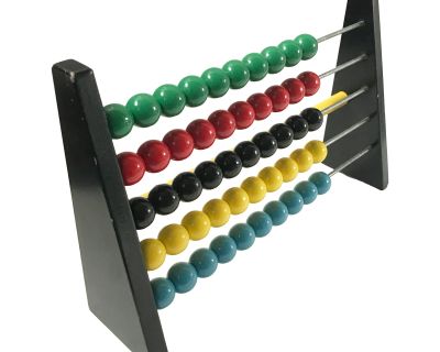 Mid-Century Brio Wooden Primary Color Multicolor Abacus