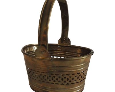 Small Brass Indian Decorative Basket With Handle