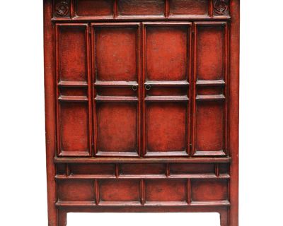 Elm Wood Red Crackle Cabinet