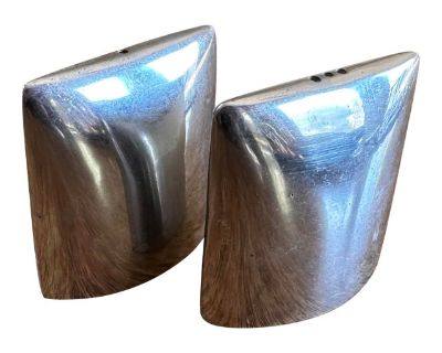 1980s Calvin Klein Modernist Aluminum Salt & Pepper Shakers — Sculptural Minimalist Design - a Pair