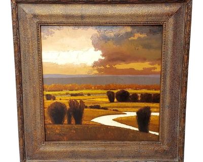 Tony King Large Oil Painting Signed Landscape Road Southwest Western Country Moody Warm