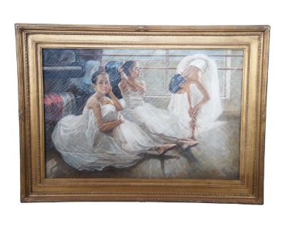 Guan Zeju Ballet Dancers in the Studio Impressionist Oil Painting Canvas 44"