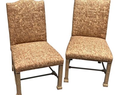 Vintage Side Chairs in Fortuny Fabric - a Pair