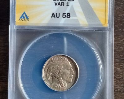 1913 P Buffalo Nickel  - Anacs AU-58 Certified  Type 1