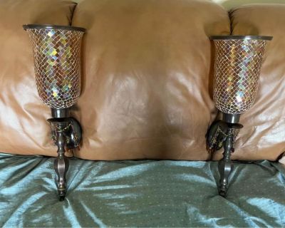 Wall Sconces - 24” Tall - Mirrored Cut Glass Shade - Bombay Company