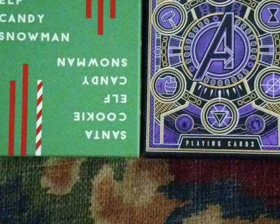 Christmas card game & Avengers playing cards