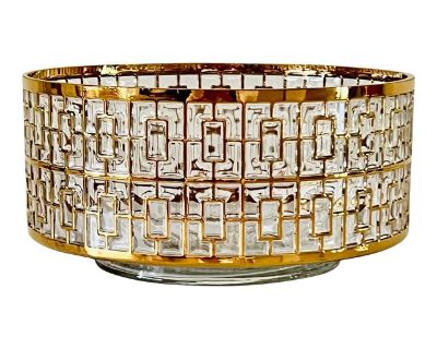 1960s Vintage Imperial Glass Co. Shoji Large Hospitality Bowl 22-Karat Gold