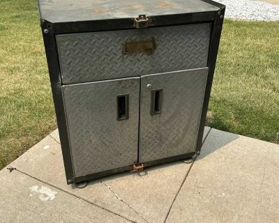 Garage metal storage cabinet with doors and drawers