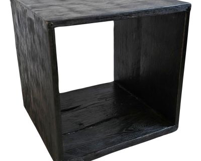 Modern Ebony Teak Wood Box Side Table