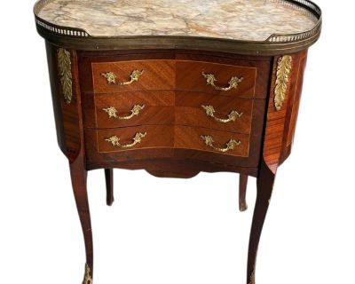 Antique French Louis XV-Style Marble Top Side Table