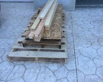 Two pallets, a little plywood, some 2x4s (a few still at 8' and some cut shorter), and two sheets of Durock 1/2" 3'x5'. Finished a project... materials are expensive! Please take and use!!