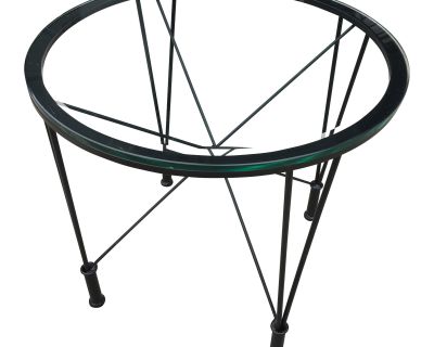 1970s Post Modern Glass Top Round Metal Side Table