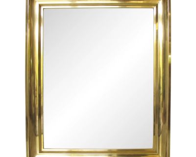 This Italian frame, made of polished brass, dates back to the 1940s. It will be perfect to include a painting, a drawing, a lithograph, a mirror, or any other DIY decoration. The piece's rectangular design allows it to be displayed in either portrait or landscape orientation. The frame is made of polished golden brass, with raised edges all around. Measurements: Overall: 31.07 in wide (79 cm) b...
