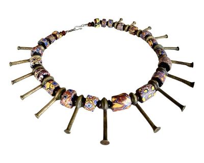 Brass + Trade Bead Statement Necklace (Cameroon)