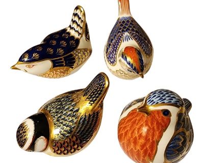 Porcelain Royal Crown Derby Birds Four