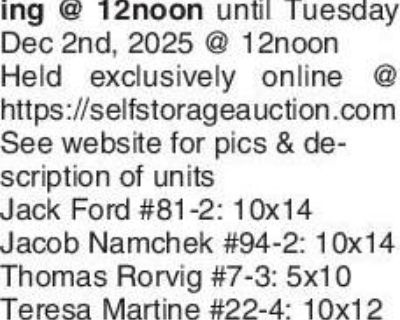 Notice of Self-Storage Auction