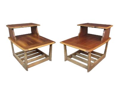 Mid 20th Century Vintage Walnut Step Tables by Bassett Furniture