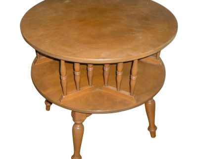 Maple Wood Rotating Pedestal Drum Round 2 Leveled Table #10-8556 .