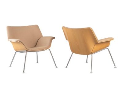 Swoop Plywood Lounge Chairs in Camel Wool & Ash by Brian Kane for Herman Miller, Pair
