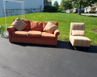 Sofa and armless chair
