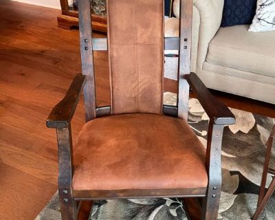 Wood and leather rocking chair