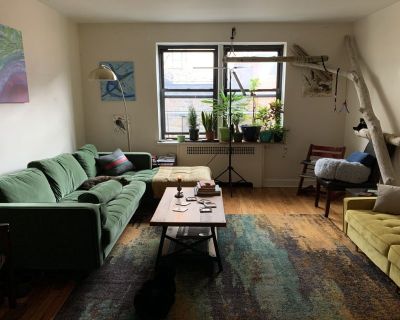 Lease term: Month to Month. $3200/month 1 Week Security Deposit. Furnished Rental. This is a spacious 2BR 1-1/2 bath apt on top floor of elevator building, front outer corner of building so only living room shares wall w next door neighbors. Open to month to month, longer subleasing, whole apartment or potentially room rental with roommate (or with myself, the leaseholder). Multiple arrangement...