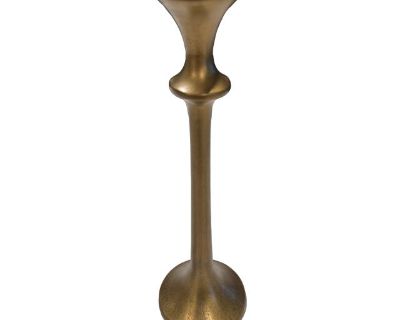 Crate & Barrel Antiqued Brass Finish Candle Holder 14.5 Inch