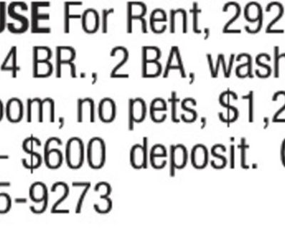 LR, HOUSE For Rent, 2920 Gaines, 4 BR., 2 BA, wash room, game room, no pets, $1,200 per. month + $600 deposit. Call 870-245-9273