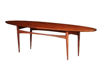 1960s Kt35 Oval Teak Coffee Table by Kristiansen + Thomassen