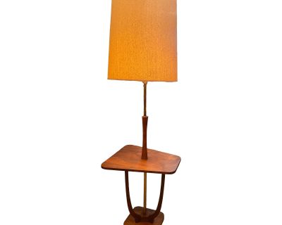 Mid-Century Modern Brass& Walnut Floor Lamp