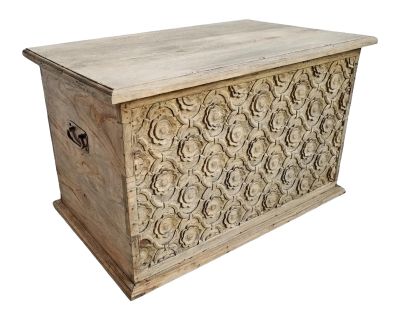 Vintage Carved Pine Storage Box