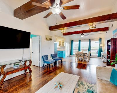 Avg / night: $202. Canal view retreat with vaulted ceilings & three-story observation deck | Located in Galveston, TX | 4.79 Stars | 3 Bed, 2 Bath | No Pets. No pets. Max 8 guests. Escape to this stunning house in Galveston, boasting breathtaking canal views, vaulted ceilings, and a unique three-story observation deck for unparalleled panoramic vistas. Nestled in a quiet neighborhood, this home...