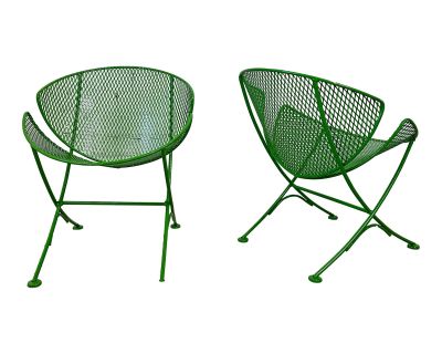 Pair of Salterini Restored Orange Slice Chairs in Green