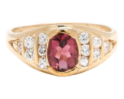 1ctw Pink Tourmaline & Diamond Ring, 14k Yellow Gold, Ring Size 5.75