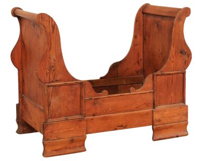 Antique Swedish Wood-Carved Sleigh Dog Bed