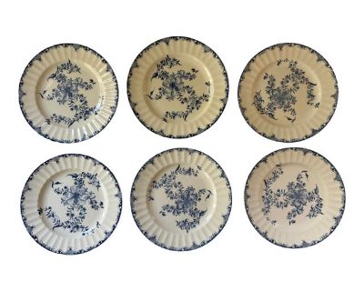 6 Royal Worcester Mansfield Blue & White Salad Plates, 1906 Rd. No., Estate Fresh