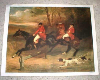 Large Fox Hunt Print on Canvas - Printed in Italy - 29" x 22 1/2" - Unframed