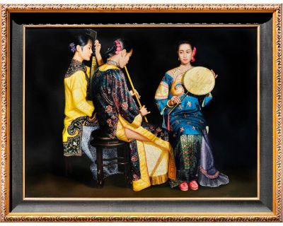 Chen Yifei "Beautiful Musicians" Framed Hand Embellished Giclee on Canvas