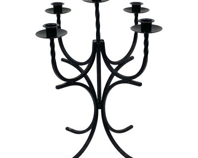 Danish Wrought Iron Black 5 Candle Holder