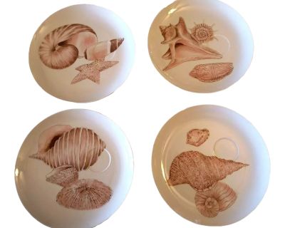 Vintage Fitz and Floyd Coquille Seashell Snack Plates- Set of 4