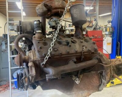 Flathead Ford V8 Engine, Clutch, and Transmission Assembly