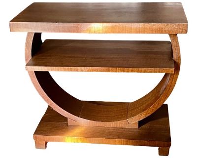 1940s Art Deco Gilbert Rohde for Brown Saltman Geometric Half Moon Side End Table
